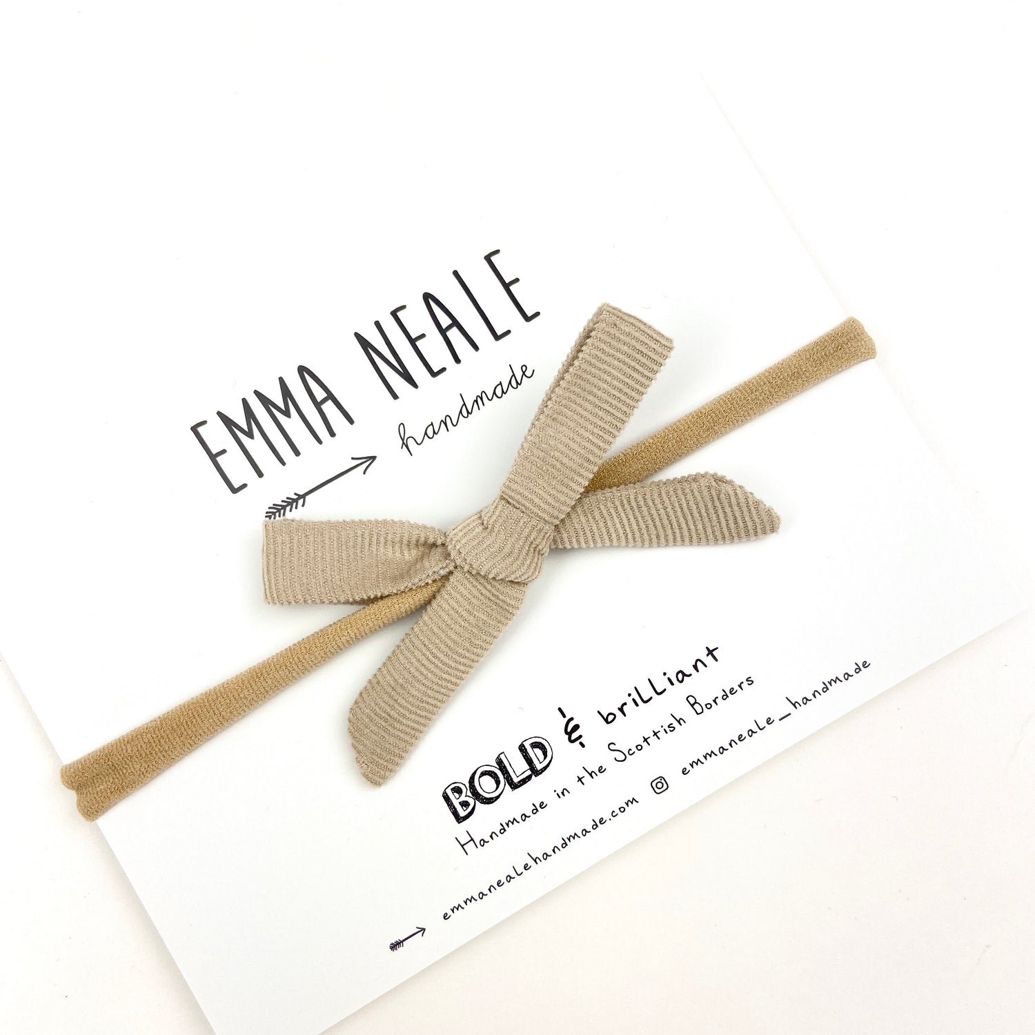 Fudge Velvet Cord Orla Bow Headband - Emma Neale Handmade