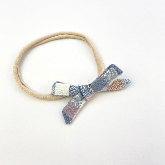 Nutmeg Check Orla Bow Headband - Emma Neale Handmade