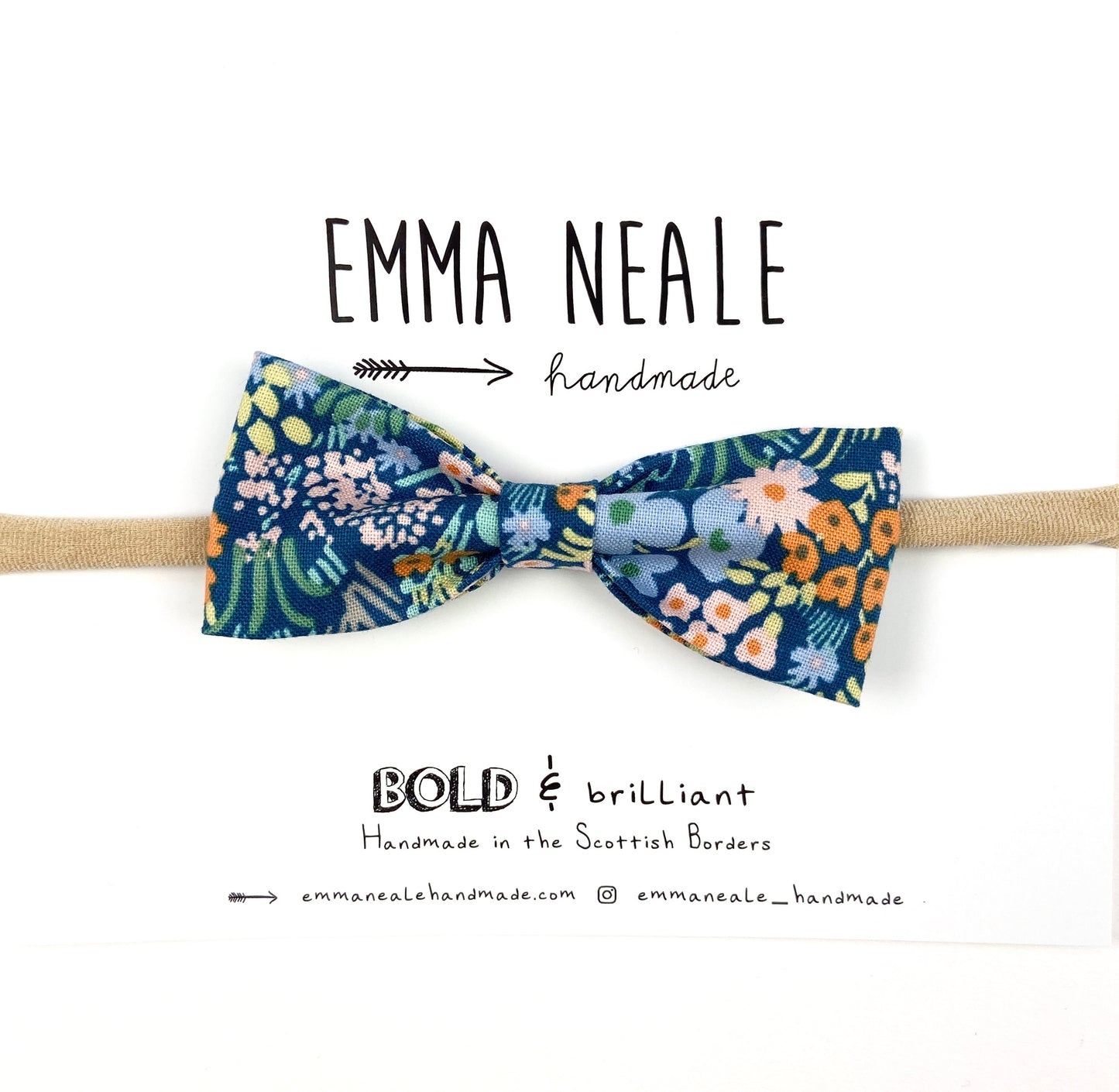 Blue Meadow Ruby Bow Headband - Emma Neale Handmade