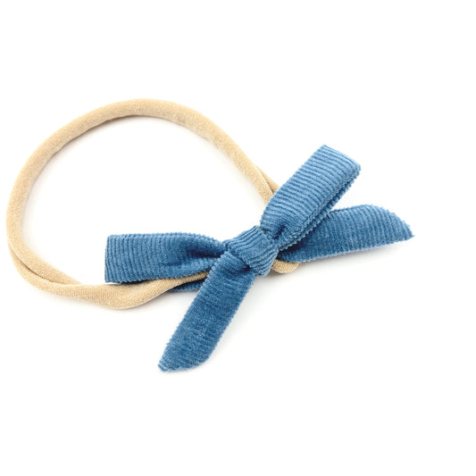 Blueberry Velvet Cord Orla Bow Headband - Emma Neale Handmade