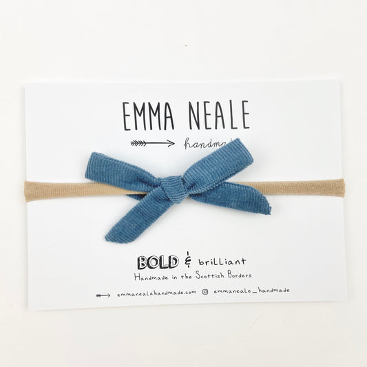 Blueberry Velvet Cord Orla Bow Headband - Emma Neale Handmade