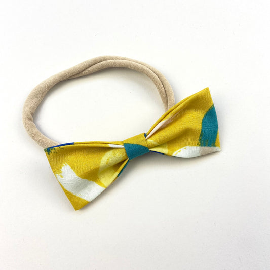 MUSTARD BRUSHSTROKE RUBY BOW HEADBAND - Emma Neale Handmade