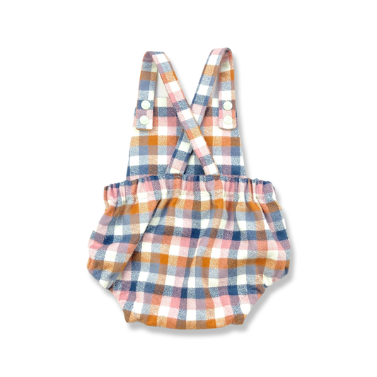 Nutmeg Check Short Romper - Emma Neale Handmade