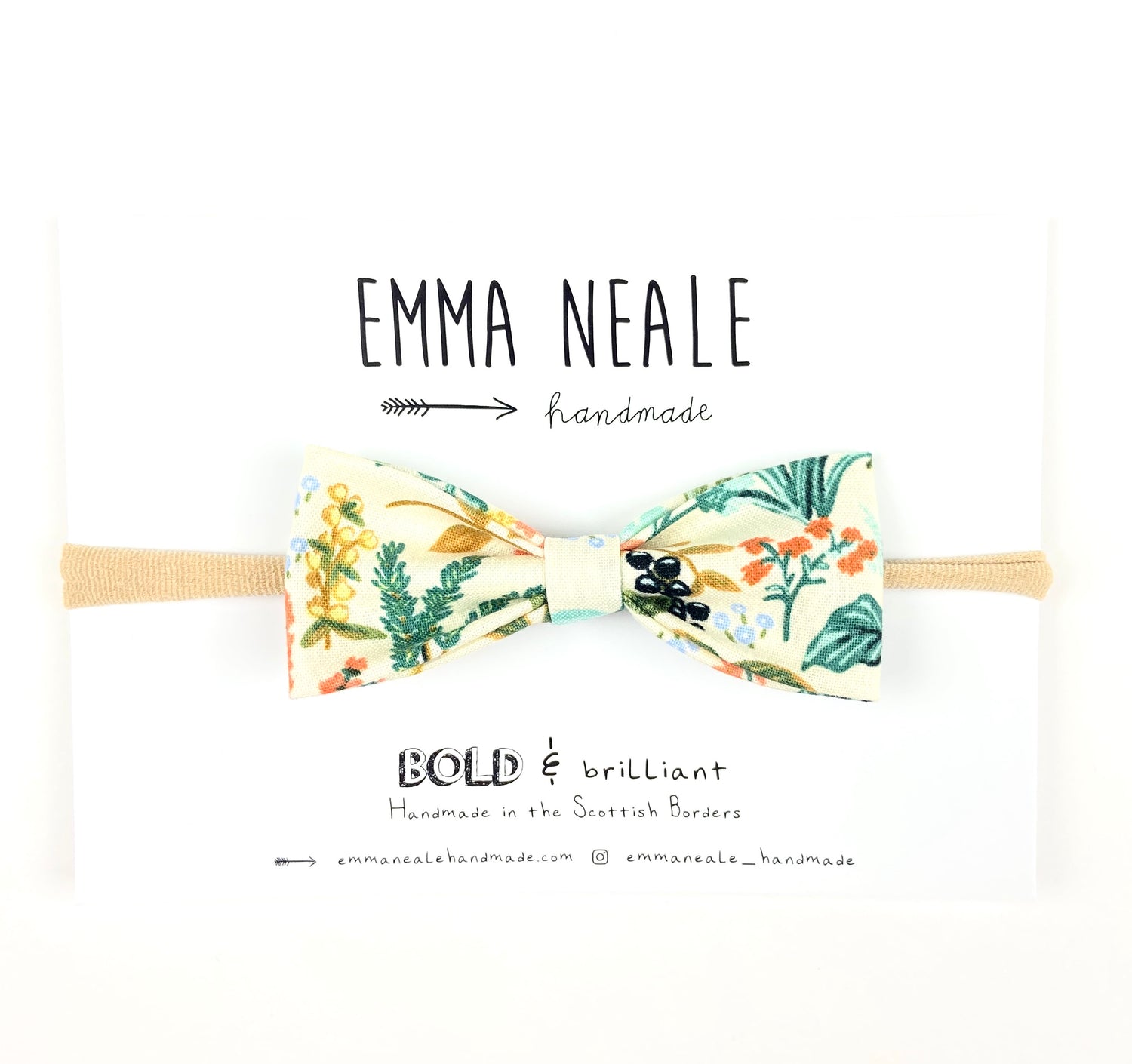 Herb Garden Ruby Bow Headband - Emma Neale Handmade