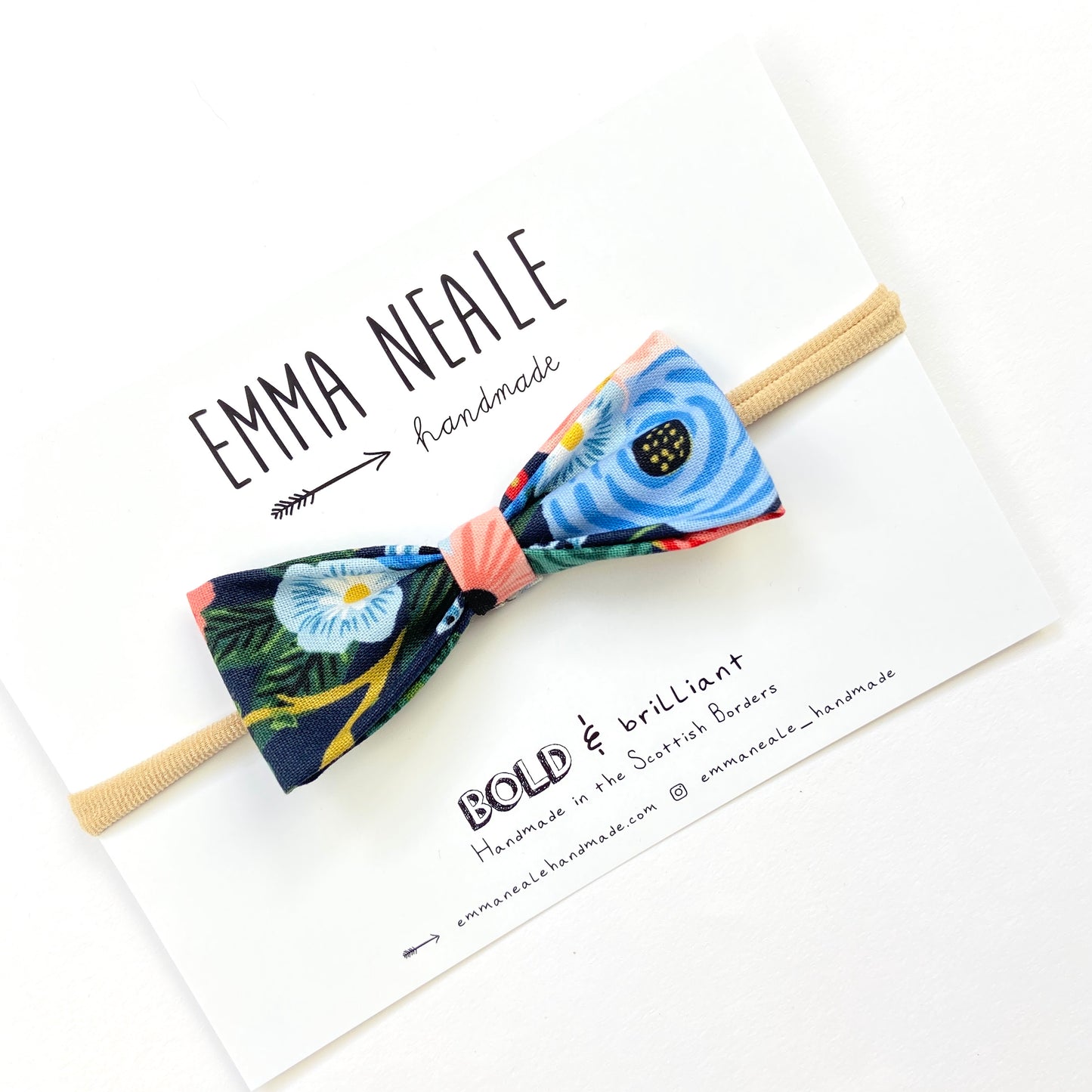 Floral Vines Ruby Bow Headband - Emma Neale Handmade