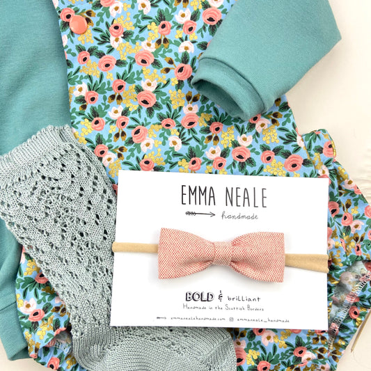 Strawberry Ruby Bow Headband - Emma Neale Handmade
