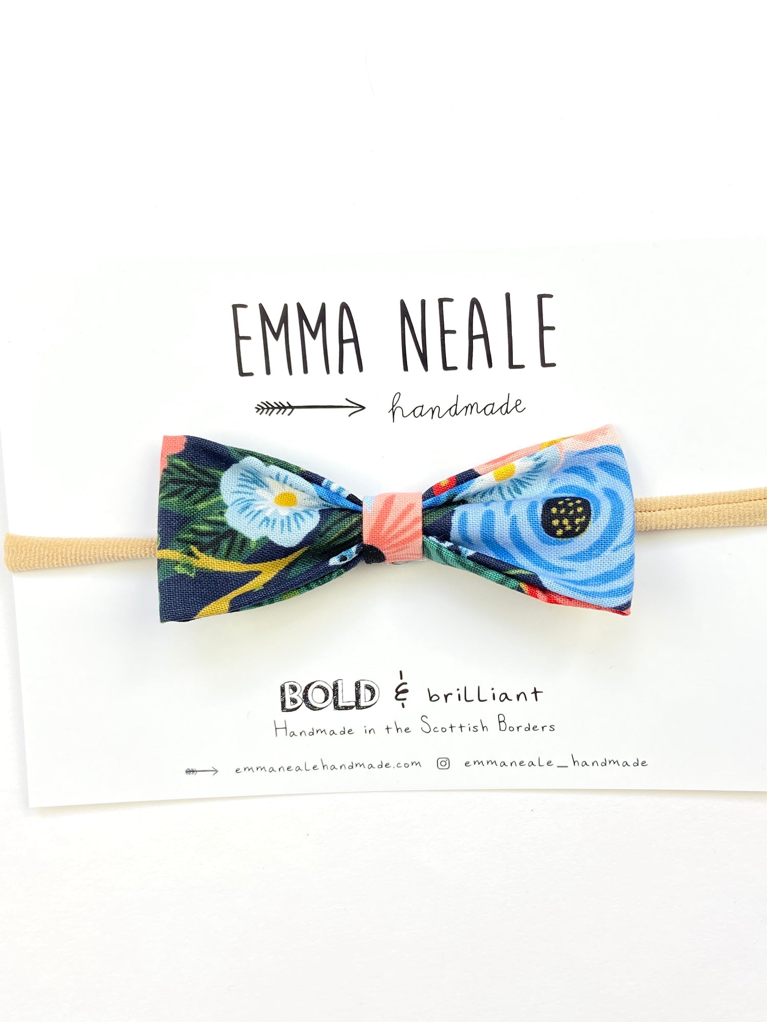 Floral Vines Ruby Bow Headband - Emma Neale Handmade