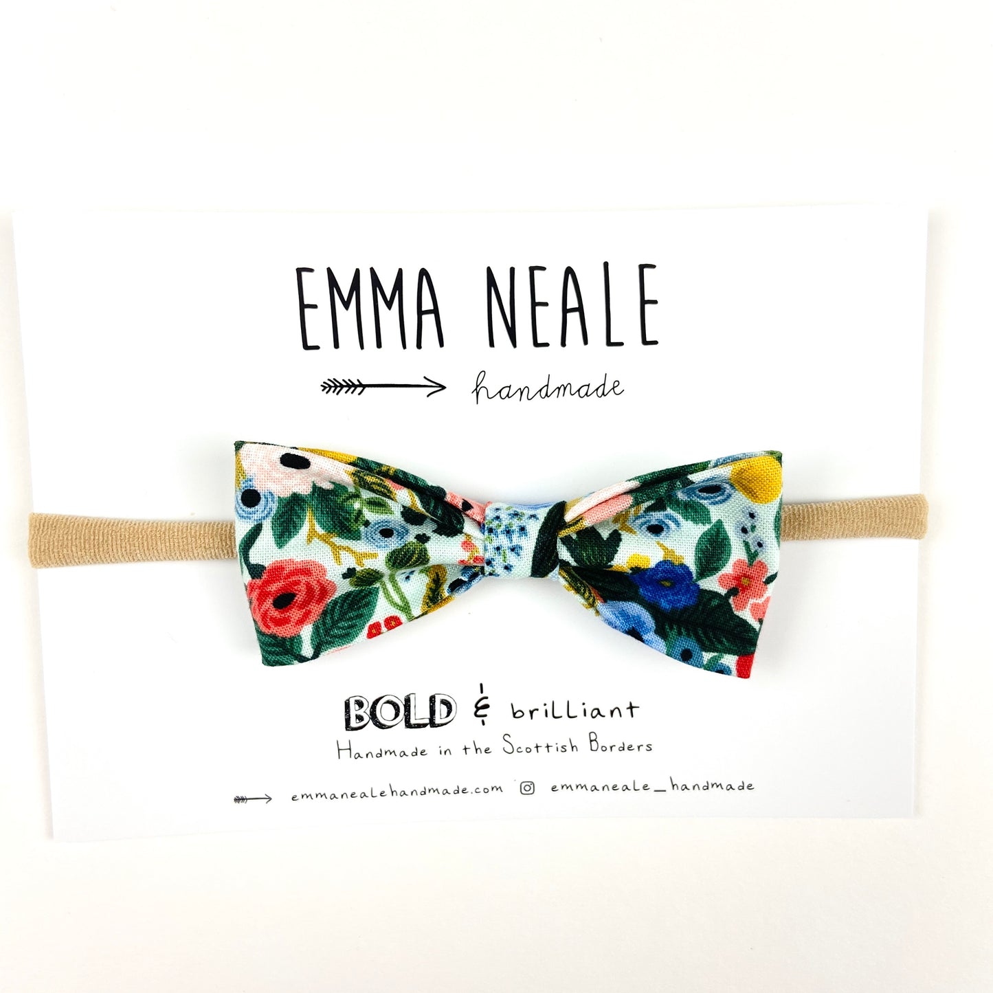 Garden Party Ruby Bow Headband - Emma Neale Handmade