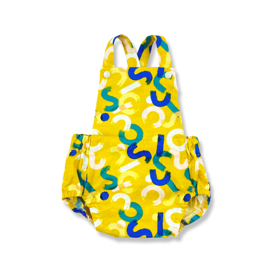 MUSTARD BRUSHSTROKE ROMPER - Emma Neale Handmade