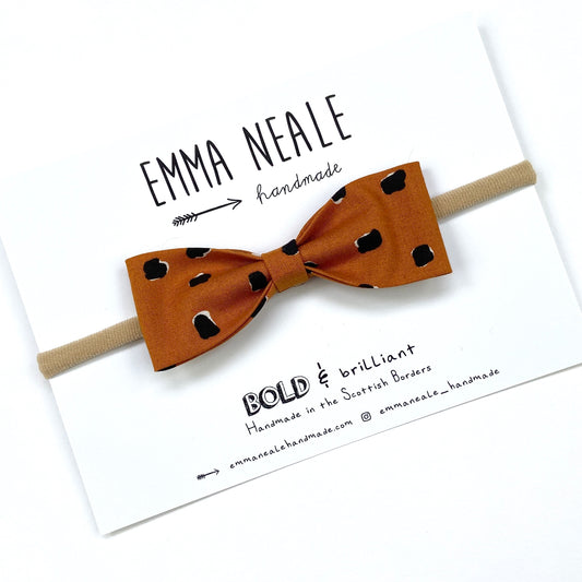 Mystery Fur Ruby Bow Headband - Emma Neale Handmade