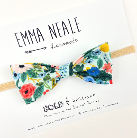 Garden Party Ruby Bow Headband - Emma Neale Handmade